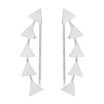 Unique Row of Chevron Triangles Sterling Silver Crawler Earrings - £7.07 GBP
