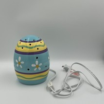 Scentsy Easter Egg Full Size Ceramic Wax Warmer Blue Yellow Retired Electric - $28.79