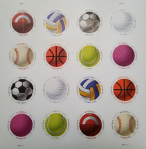 Have a Ball! (USPS) STAMP SHEET 16 Circular  FOREVER STAMPS, 8 designs - £15.89 GBP