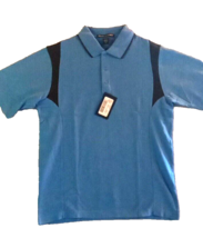 Devon &amp; Jones Mens Short Sleeve Polo Shirt Small Navy Blue Light Blue Cotton - £11.24 GBP