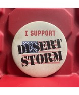 I Support Desert Storm Button Pin Military American Flag Pre Owned Vinta... - $13.49