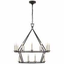 Darlana Horchow Visual Comfort 2-Tiered Ring Chandelier 5178 Aged Iron - £996.88 GBP