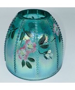 Fenton Hand Painted Signed Fairy Lamp Cover Iridescent Teal Aqua Green M... - $75.00