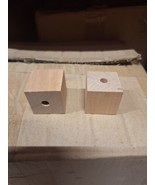 50 PIECES NEW UNFINISHED SANDED SOLID WOODEN CUBE 1 1/4&quot; WITH .270&quot; HOLE - $24.70