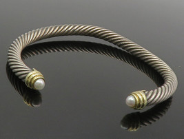 DAVID YURMAN 925 Silver &amp; 14K GOLD - Vintage Petite Pearls Cuff Bracelet- BT5331 - £357.68 GBP