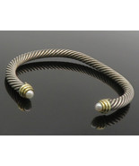 DAVID YURMAN 925 Silver &amp; 14K GOLD - Vintage Petite Pearls Cuff Bracelet... - £350.20 GBP