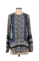 Ann Taylor Loft Small Blue Floral Placed Print Long sleeve Filmy Blouse - $23.19