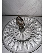 Vintage Anchor Hocking Clear Divided Serving Tray with  Finial - $14.03
