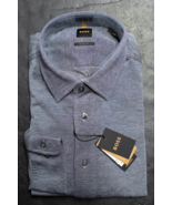 HUGO BOSS Hommes Nik Coupe Décontracté Bleu Coton / Lyocell Affaires Che... - $69.27