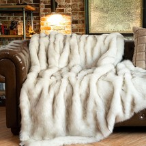 Battilo Home&#39;S Elegant And Cozy 51&quot; X 67&quot; Luxury White Faux Fur Throw Blanket - $90.93