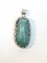 Southwestern Sterling Silver handmade pendant with oval turquoise Unsigned - £36.53 GBP