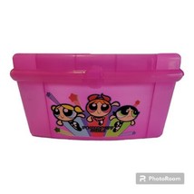 Y2K Power Puff Girls Pink Sparkly Makeup Case Carrier Mirror Bubbles 199... - $37.12