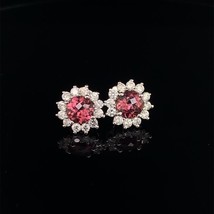 Rubellite Tourmaline Diamond Earrings 14k WG 2.55 TCW Certified $4,950 017969 - £1,420.93 GBP