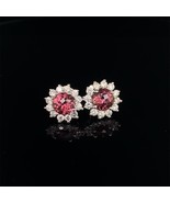 Rubellite Tourmaline Diamond Earrings 14k WG 2.55 TCW Certified $4,950 0... - £1,414.77 GBP
