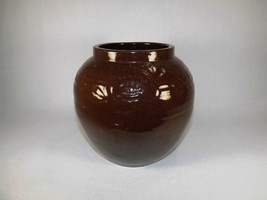 Antique Stoneware B EAN Pot Brown Salt Glaze Roses - £9.05 GBP