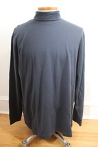 LL Bean XL Blue 100% Cotton Knit Interlock Turtleneck Long Sleeve Shirt - £18.99 GBP