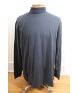 LL Bean XL Blue 100% Cotton Knit Interlock Turtleneck Long Sleeve Shirt - £18.99 GBP