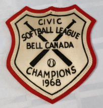 1968 CIVIC SOFTBALL LEAGUE CHAMPIONS BELL CANADA BASEBALL SEW ON PATCH T... - £12.01 GBP