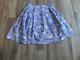 Who What Wear Seer Sucker Pin Stripe Novelty Bird Crane Cotton Full Skirt Sz 12 - $14.17