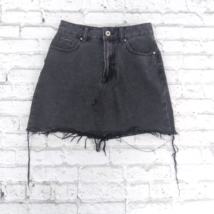 91 Cotton On Skirt Womens 2 Black Denim Jean Cut Off Frayed Raw Edge A Line Mini - £11.04 GBP