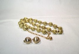 Vintage Simmons 1/20th 12K GF Bead Ball Necklace &amp; Earrings Set K330  - £43.06 GBP