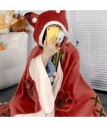 Fox &amp; Bear Plush Hooded Cape Wrap |  Winter Lolita Fleece Poncho Throw - $94.63 CAD