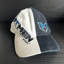 Vintage XFL Hitmen Spellout Split Dad Cap Strapback Hat Blue White Football - $15.18 CAD