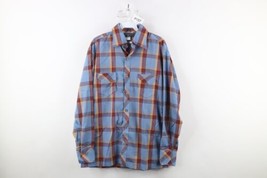 Deadstock Vintage 70s Mens Medium Western Rodeo Button Shirt Rainbow Plaid USA - £54.17 GBP