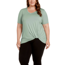 Matty M Women&#39;s Plus Size 2X Light Olive V Neck Twist Front Tee Top Shir... - £12.19 GBP