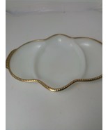 Vintage Fire King Oven Ware White Milk Glass Divided Relish Dish w/22k G... - $145.19 MXN