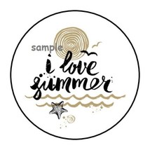 30 I LOVE SUMMER ENVELOPE SEALS LABELS STICKERS 1.5&quot; ROUND GIFTS TAGS PL... - $7.49
