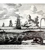 Harpooned Whale Towing Ships 1926 Nautical Antique Print Whale Hunting D... - $35.02 CAD