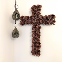 Decorative Christian Cross Wall Hanging - Jesus Religious Bohemian Style Silk Ro - £102.14 GBP