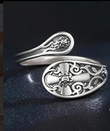 Cross vine flower sterling silver spoon ring - €19,11 EUR
