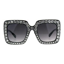Blinged Out Rhinestone Sunglasses Womens Super Oversized Square Shades - £15.19 GBP