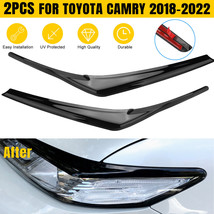 2PCS Headlight Eyelid Cover Eyebrows for 18-22 Toyota Camry Se Xse Glossy Black - £18.73 GBP