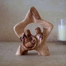 Olive Wood Sculpture of the Holy Family Joseph, Virgin Mary &amp; Jesus, Per... - £47.36 GBP