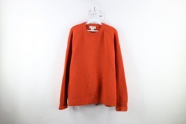 Vintage 90s J Crew Mens Large Blank Wool Ribbed Knit Crewneck Sweater Orange - £55.28 GBP