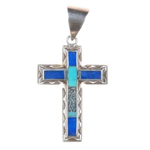 Ray Tracey Knifewing Navajo Sterling Turquoise, and Lapis Cross pendant - $292.05