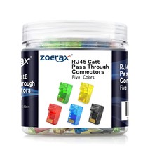 100-Pack Rj45 Cat6 Pass Through Connector, Assorted Colors, Rj45 Modular... - $18.99