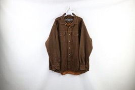 Vintage 90s Streetwear Mens Size XL Faded Collared Button Shirt Jacket Brown - £42.74 GBP