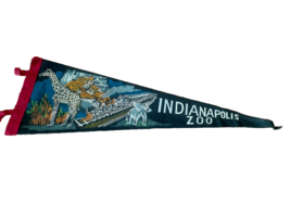 Vintage Felt Pennant, Indianapolis Zoo, 1970&#39;s, Black With Train Giraffe... - £11.23 GBP