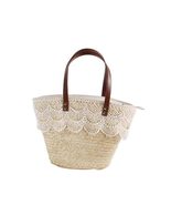 Straw Tote Bag for Women Handmade Handbag Beach Getaway Bag Straw Shoulder Bags - £32.90 GBP