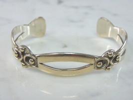 Womens Vintage Estate Sterling Silver Modernist Cuff Bracelet 20.8g E1906 - £81.40 GBP