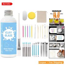 29-Piece Air Dry Clay Tools Kit with 100ml Gloss Glaze - Ultimate Craft Set - $44.50