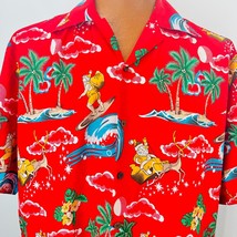 Alvish Hawaiian Aloha XL Shirt Enjoy Life Surfin Santa Palm Trees Christmas - £31.96 GBP