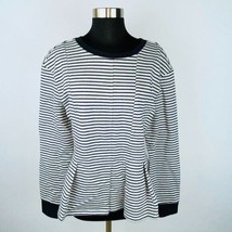 Chelsea 28 Top Womens XL Gray Black Stripe Peplum Hem XL - £15.54 GBP