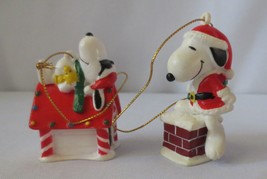 2 Peanuts United Feature Syndicate, Santa Snoopy Christmas Ornaments - £11.76 GBP