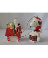 2 Peanuts United Feature Syndicate, Santa Snoopy Christmas Ornaments - £11.79 GBP