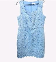 Blue Floral J.Crew Dress With Scalloped Hem And Side Zipper Closure Size 12 - $28.12
